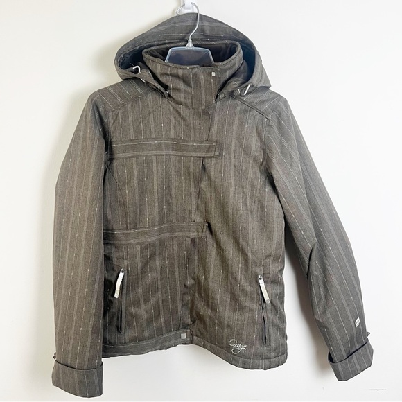 Orage Women’s Ski Jacket Alaskan Pinstripe Brown Snowboarding Winter Coat Medium - Picture 1 of 16